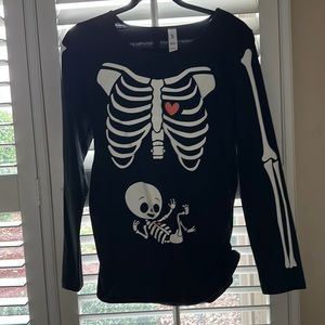 Halloween Pregnant Skeleton Maternity Long Sleeve Shirt